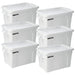 Set of 6 Heavy-Duty Gray Storage Bins with Lids for Versatile Organization and Moving Solutions