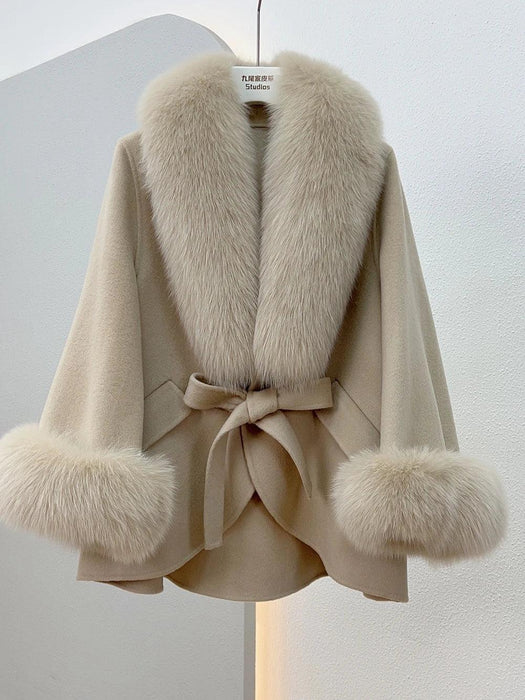 Chic Korean Fox Fur Cape: A Stylish Winter Essential for Women