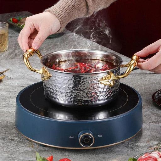 Golden Print 304 Stainless Steel Hot Pot - 16cm Single Serving Commercial Induction Cooker Pot