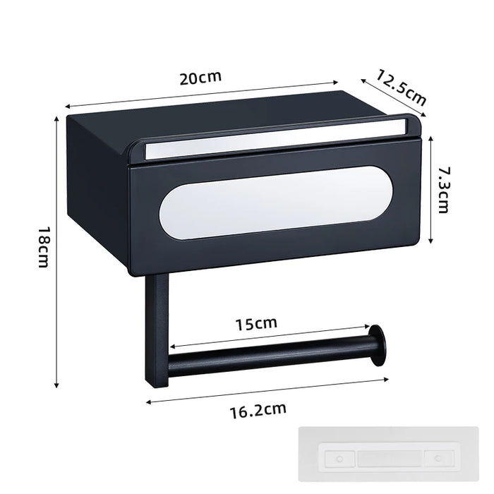 Wall-Mounted Rotating Tissue Paper Holder with Built-in Storage Organizer