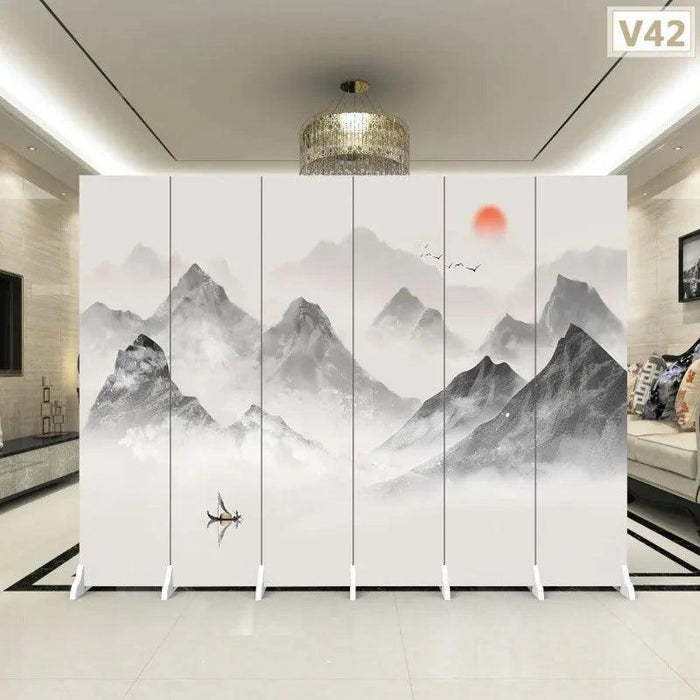 Versatile Mobile Folding Chinese Partition Screen for Hotels and Offices - Dual-Sided Conference Divider