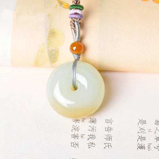 Natural 100% real hetian jade carve safety button pendant Bless peace necklace jewellery fashion for women men lucky gifts