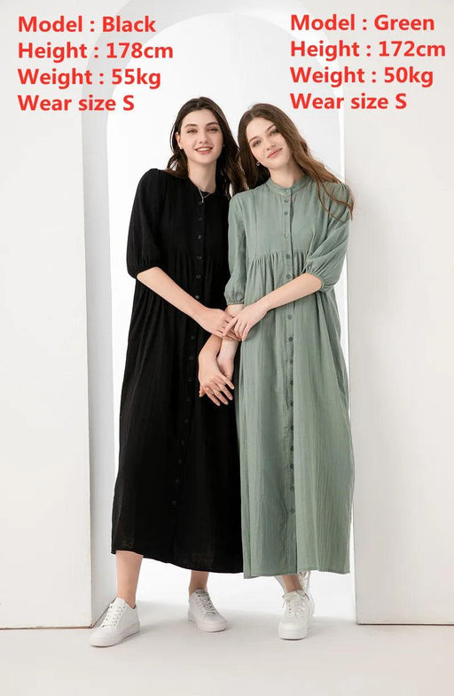 Breezy 3/4 Sleeve Cotton Maxi Dress | Comfortable Summer Gauze Dress with Inner Lining