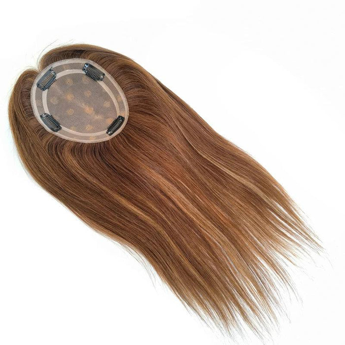 6x5 Inch Clip-In Real Hair Topper for Thinning Hair with Double Circle Base and 4 Secure Clips