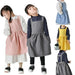 Stylish Kids' Linen Cooking and Craft Apron with Front Pocket - Perfect for Ages 3-10