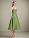 Green A-line Jacquard Slip Dress - Elegant Summer Ball Gown for Women