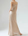 Elegant Sleeveless Long Silk Satin Party Dress in Mulberry