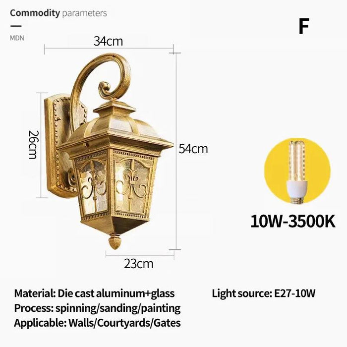 Elegant Waterproof Outdoor Wall Lantern for European-Style Gardens and Patios