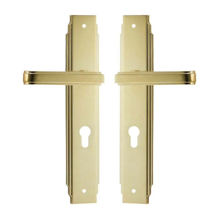 Sleek Brass Lever Door Handles Set for Bedroom and Bathroom