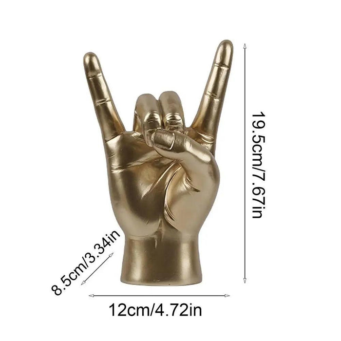 Rock and Roll Hand Gesture Sculpture for Dynamic Home Decoration