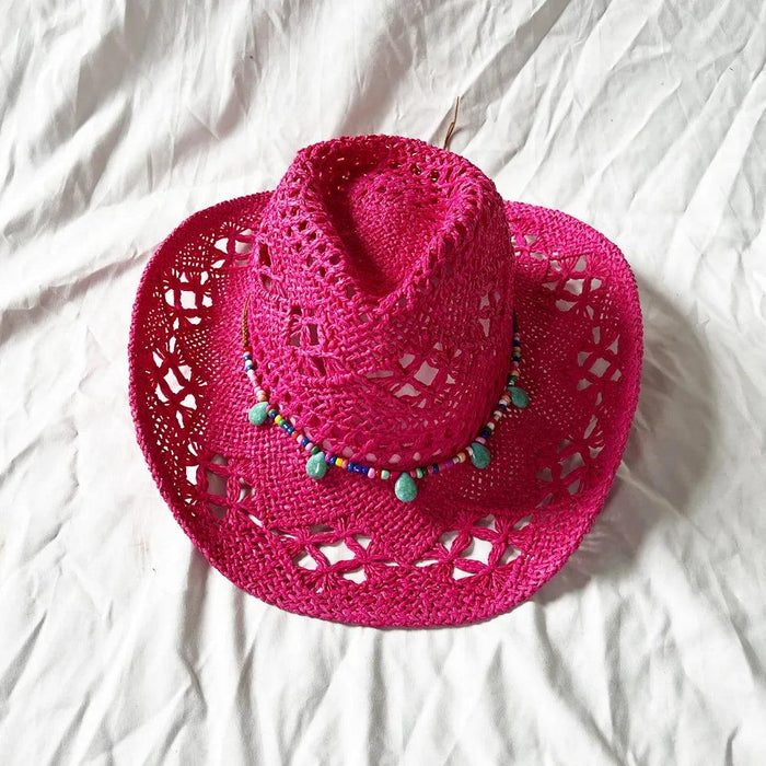 Lake Blue Western Cowboy Straw Hat Unisex with Adjustable Size