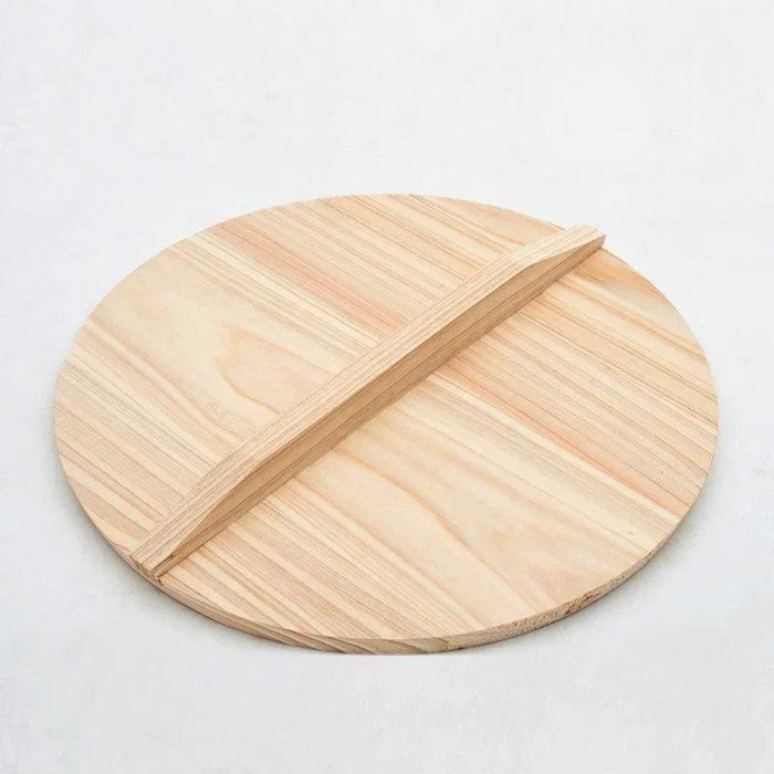 Artisan-Made Rustic Wooden Lid with Iron Handle for Cookware