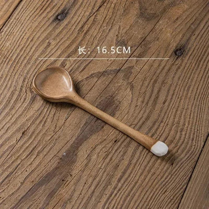 Sophisticated Long-Handled Japanese Ceramic Ladle - A Must-Have Dining Accessory