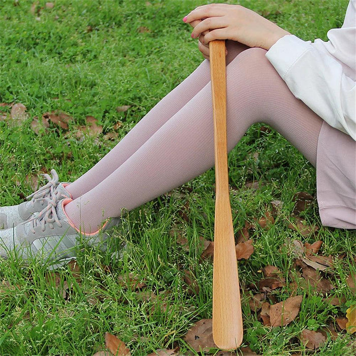 Stylish Long-Handled Wooden Shoe Horn - Versatile 32/38/55cm Shoe Lifter for Effortless Wear