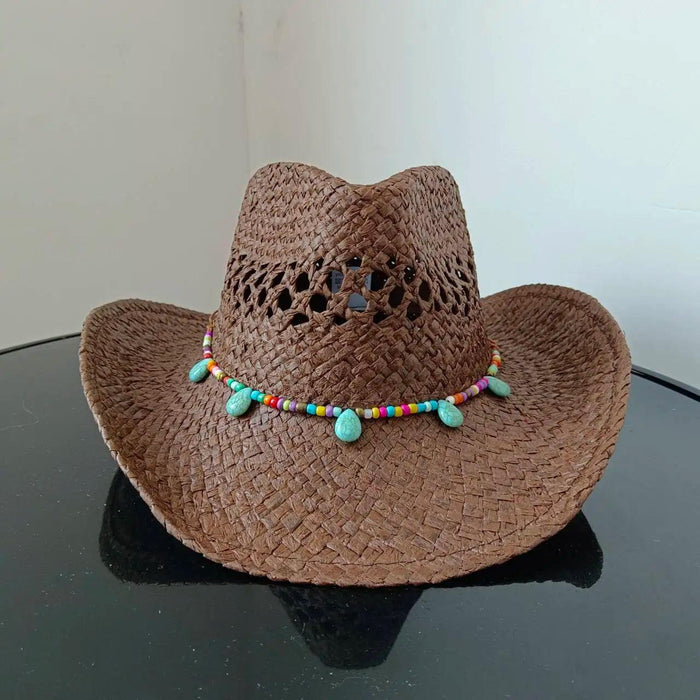 Lake Blue Western Cowboy Straw Hat Unisex with Adjustable Size