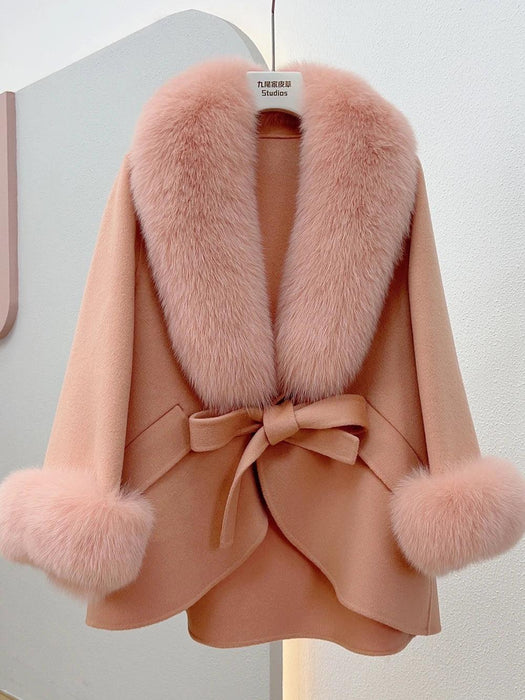 Chic Korean Fox Fur Cape: A Stylish Winter Essential for Women