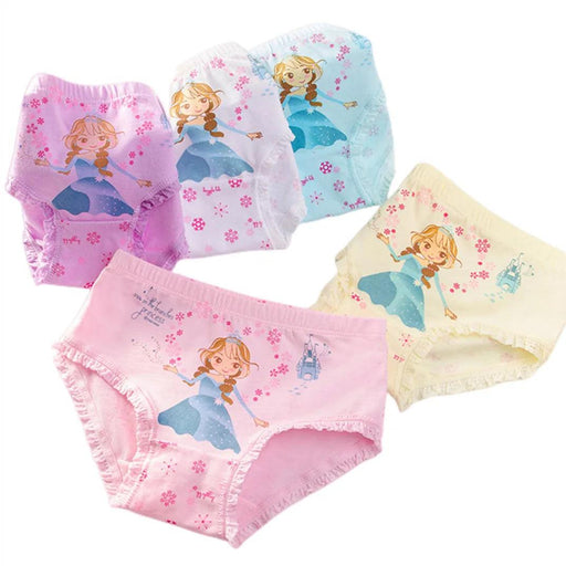 4 pcs Girls' Cotton Briefs Collection - Soft, Breathable & Playful Patterns for Kids