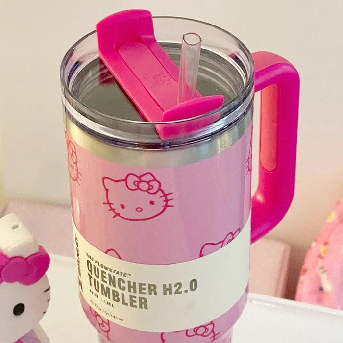 Hello Kitty 40Oz Insulated Stainless Steel Mug with Handle and Straw