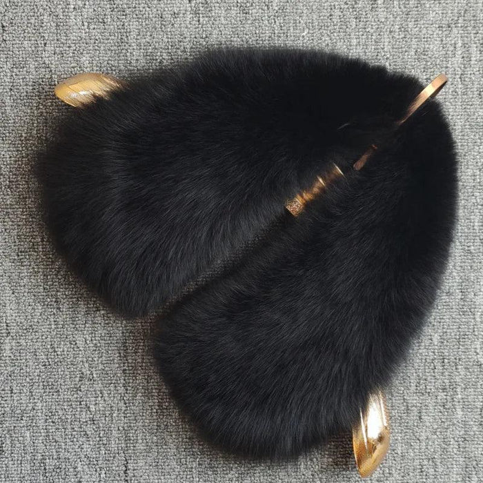 Luxury Fox Fur Winter Scarf with Versatile Detachable Collar - A Statement of Winter Elegance