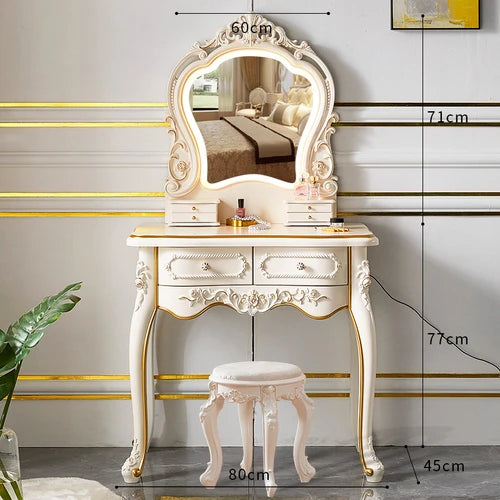 Chic European Minimalist Makeup Vanity Table