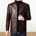 Men's Trendy Faux Leather Biker Jacket with Stand Collar - Cozy and Wind Resistant for Autumn and Winter