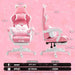 Adorable Pink Gaming Chair with Cat Ear Design and Adjustable Lumbar Support for Female Gamers