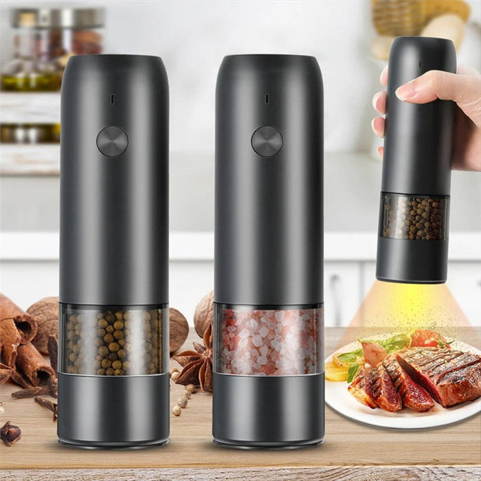 Sleek Rechargeable Electric Pepper Grinder with Adjustable Grinding Levels and Built-in LED Light