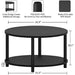 Sleek Round Black Wood Coffee Table with Multi-Level Storage - Durable Metal Legs for Home and Office