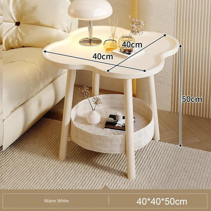 Clover-Shaped Double Tier Storage Coffee Table for Living Room and Balcony