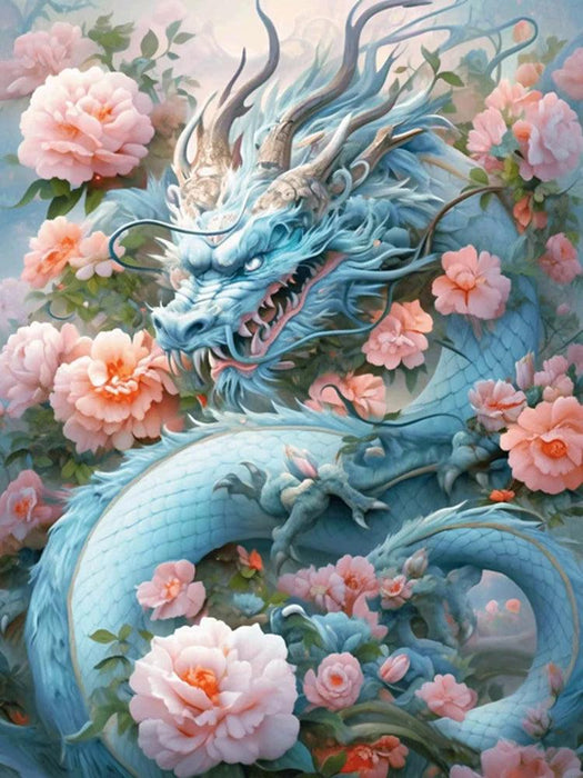 Chinese Dragon Blossom 5D Diamond Art DIY Craft Kit - Complete Embroidery Set with Bonus Square Drills for Stunning Home Decor