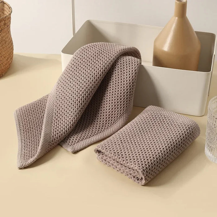 Honeycomb Cotton Kitchen Towels - Set of 2 Absorbent Hand Towels