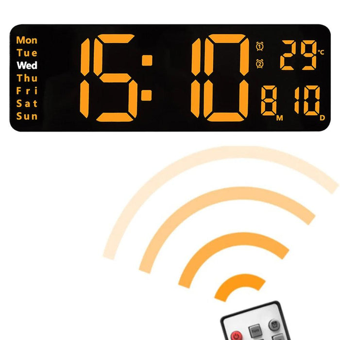 Oversized LED Digital Clock with Temperature, Calendar, and Dual Alarm Features for Modern Home and Office