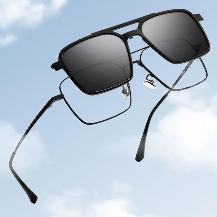 Classic Polarized Titanium Clip-On Aviator Sunglasses