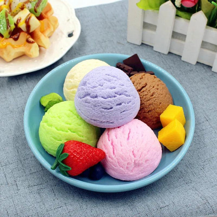 Lifelike Resin Ice Cream Cone Model - Realistic Fake Dessert Decor for Photography and Home Ornamentation