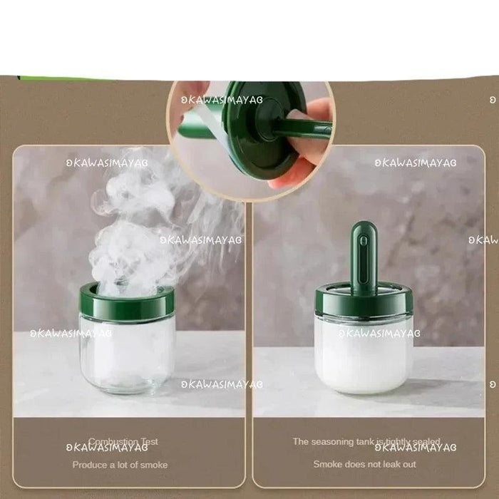 Gourmet Spice Jar Set with Integrated Spoon Lid and Airtight Storage Box