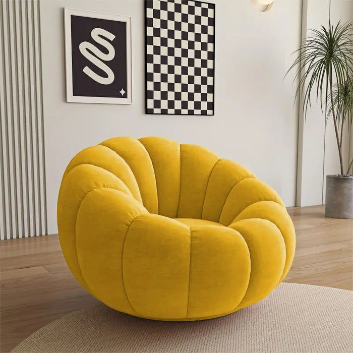 Versatile Rotating Pumpkin Plush Chair - Stylish Lounge Seating for Modern Spaces