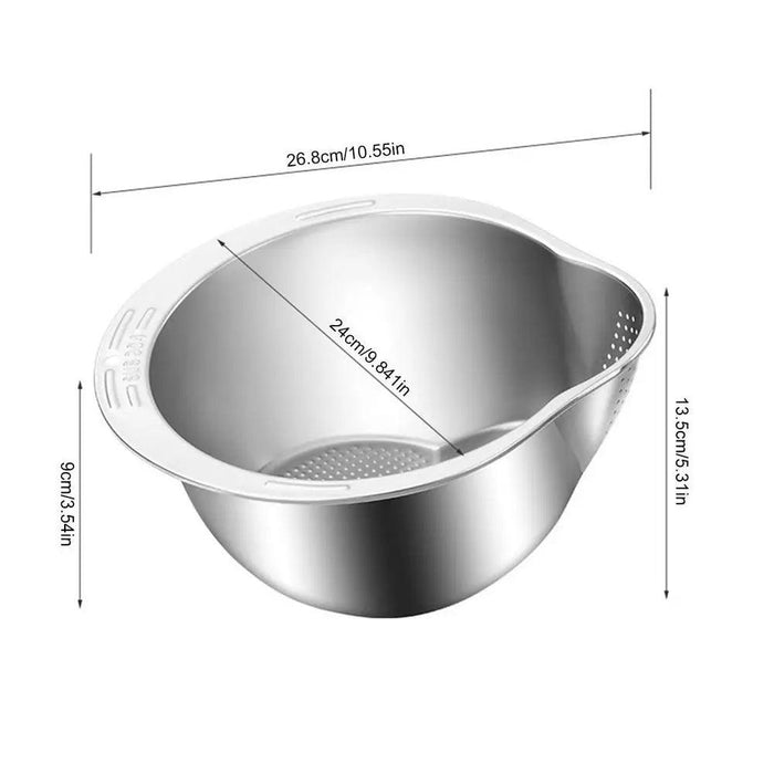 Extra-Large Stainless Steel Colander with Innovative Slanted Design for Effortless Washing