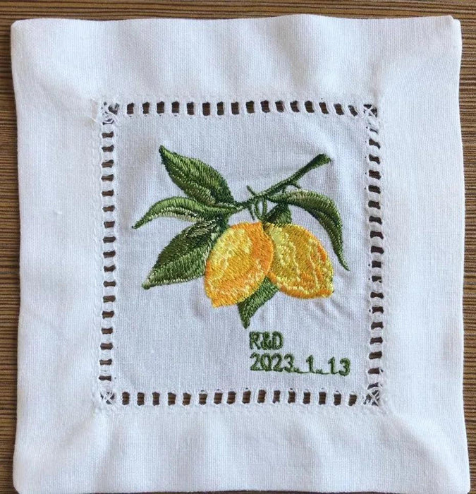 Elegant Lemon Lace Cocktail Napkin - Personalize Your Table with Style