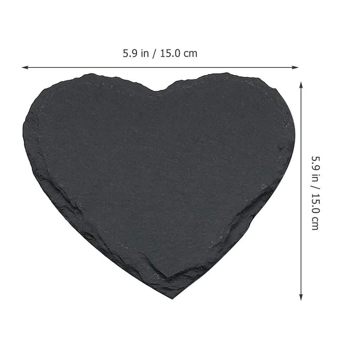 Charming Natural Slate Heart-Shaped Serving Tray Set for Culinary Delights