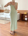 Elegant Midi Dress with Square Neck - Stylish Viscose Stretch