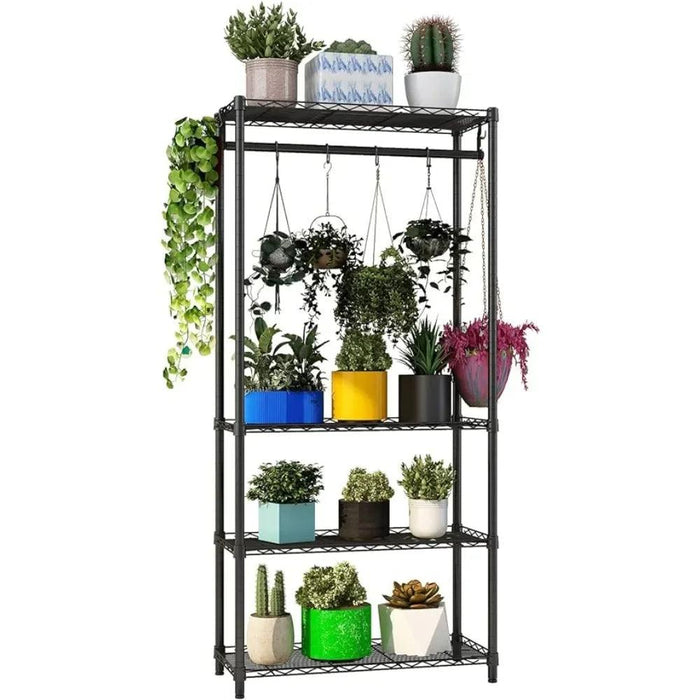 Customizable Plant Display Stand with Adjustable Hooks for Unique Plant Arrangements