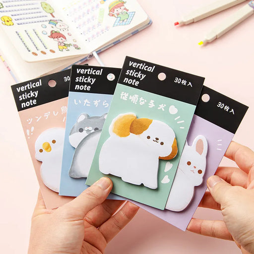 Cartoon Animal Sticky Notes Set - Adorable Pet Designs - 30 Sheets