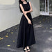 Elegant Sleeveless Summer A-line Dress with Slim Waist Design for Women