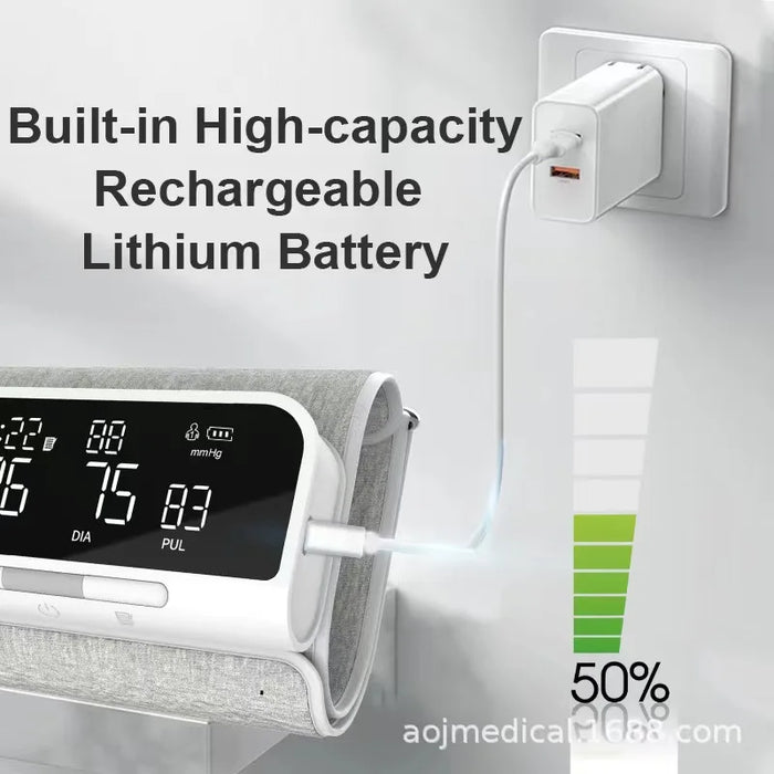 Portable Smart Arm Blood Pressure Monitor with USB Connection and Large LCD Display