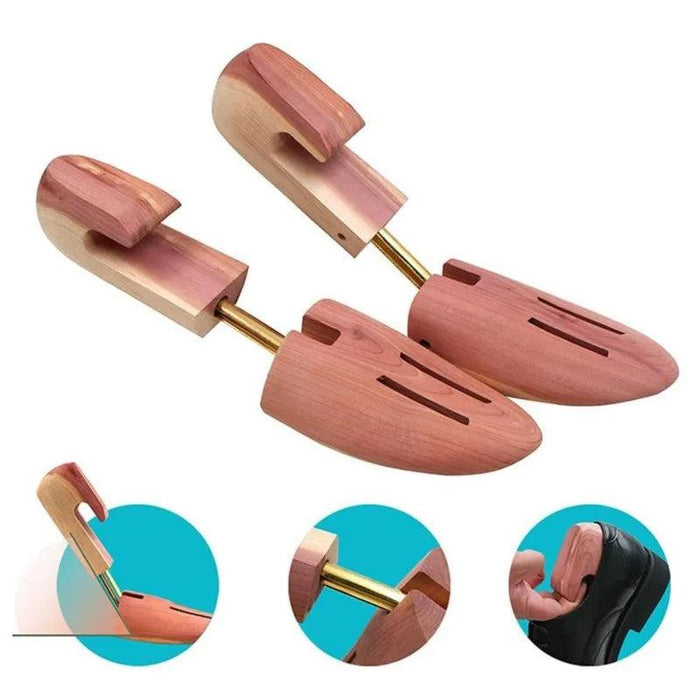 Adjustable Cedar Shoe Expander Set with Natural Deodorizing Properties for Sizes 7-14