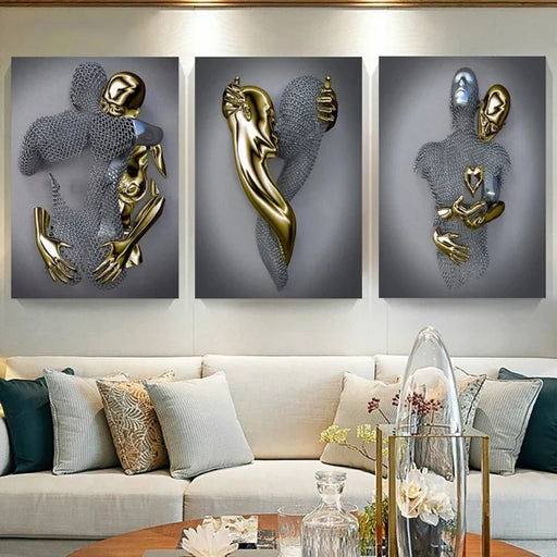 Romantic 3D Love Canvas Art Print - Wall Décor with Customizable White Border
