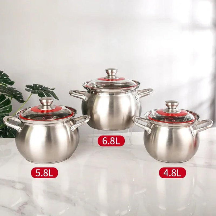 Large Capacity 304 Stainless Steel Soup Pot - Ideal Cookware for Gas and Induction Cooking