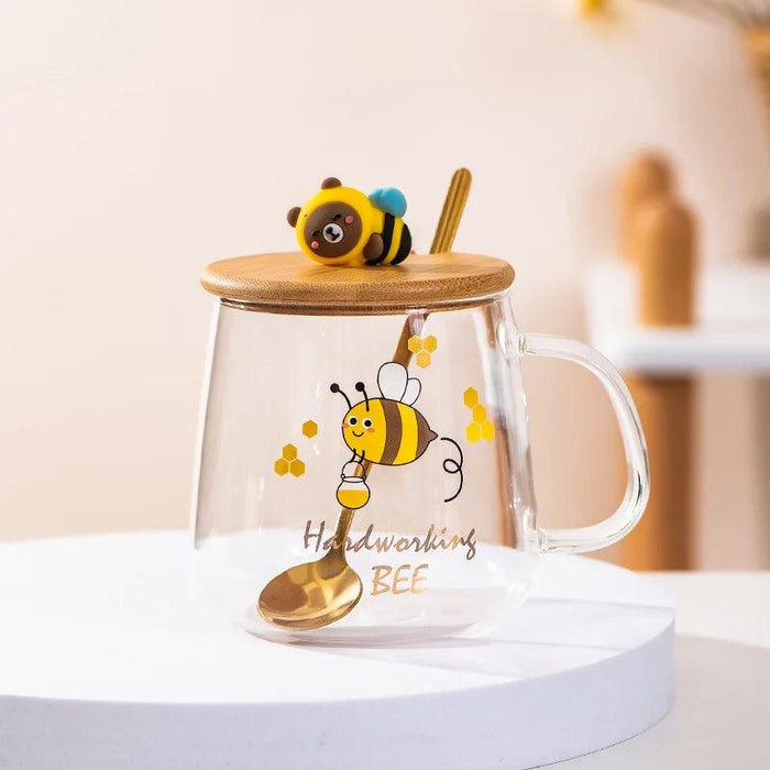 Adorable Bee-Themed Ceramic Cup with Lid – 400ml Whimsical Coffee & Tea Mug for Breakfast and Celebrations