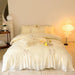 Elegant French Lace Ruffled Duvet Cover Set - Luxurious Bedding Ensemble with Bow Accents, Soft Sheets and Pillowcases