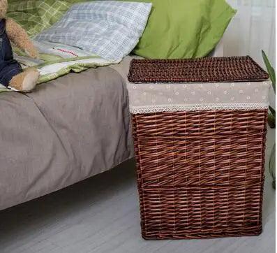 Elegant Rattan Storage Hamper with Lid - Stylish Organizer for Clothes, Toys, and Home Essentials